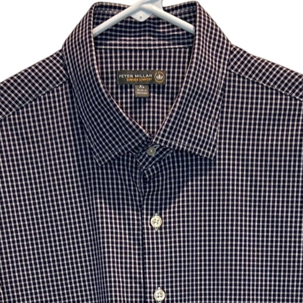 Peter Millar Summer Comfort XL Men's Nylon Stretch Shirt Gingham Check Palm Tree